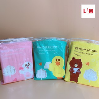 Bông tẩy trang 200 MIẾNG gấu-vịt-thỏ 100% cotton