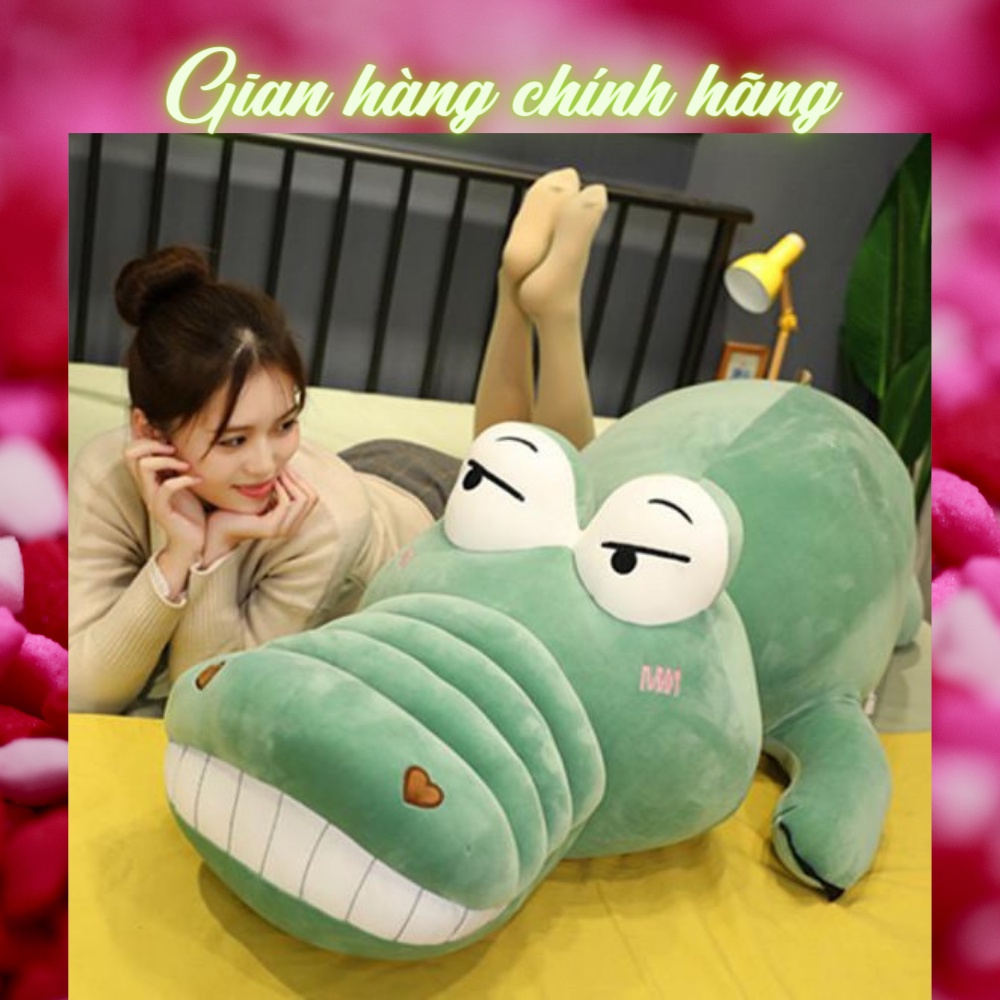 Gấu Bông Cá Sấu Mặt Ngáo, gối ôm hình thú nhồi bông cho bé Siêu To Khổng Lồ, Vải Co Giãn 4 Chiều Siêu Mềm