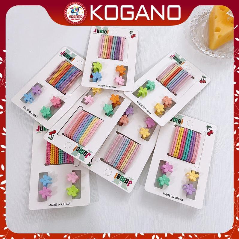Dây buộc tóc kẹp tóc KOGANO chun buộc tóc kèm kẹp tóc mái thời trang Hàn Quốc bộ 16 chi tiết cho nữ FAH-001314