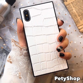 Ốp vuông giả da cá sấu iphone 6Plus/6SPlus/7Plus/8Plus/X
