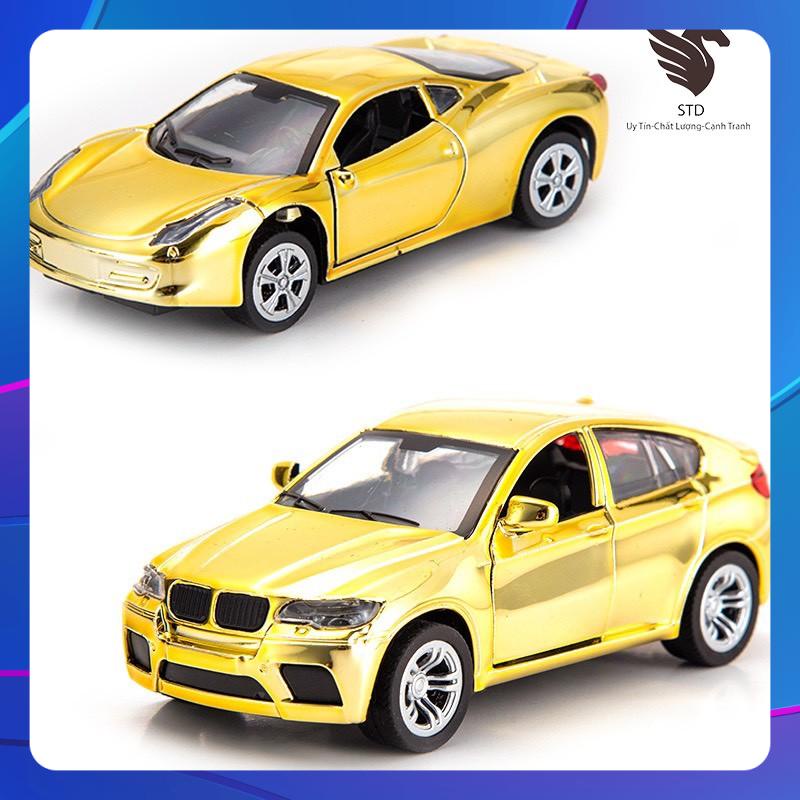 Xe mô hình tĩnh Mercedes-Benz,Lamborghini,Ferrari màu vàng tỉ lệ 1/32