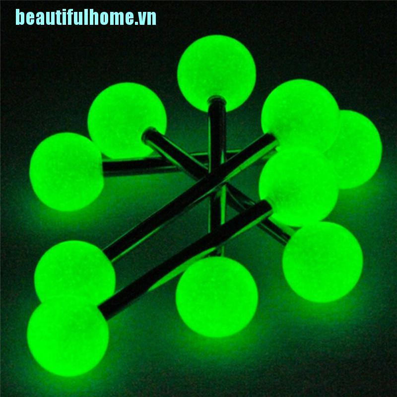 (Hàng Mới Về) Bộ 10 Khuyên Lưỡi Phát Sáng Trong Bóng Tối