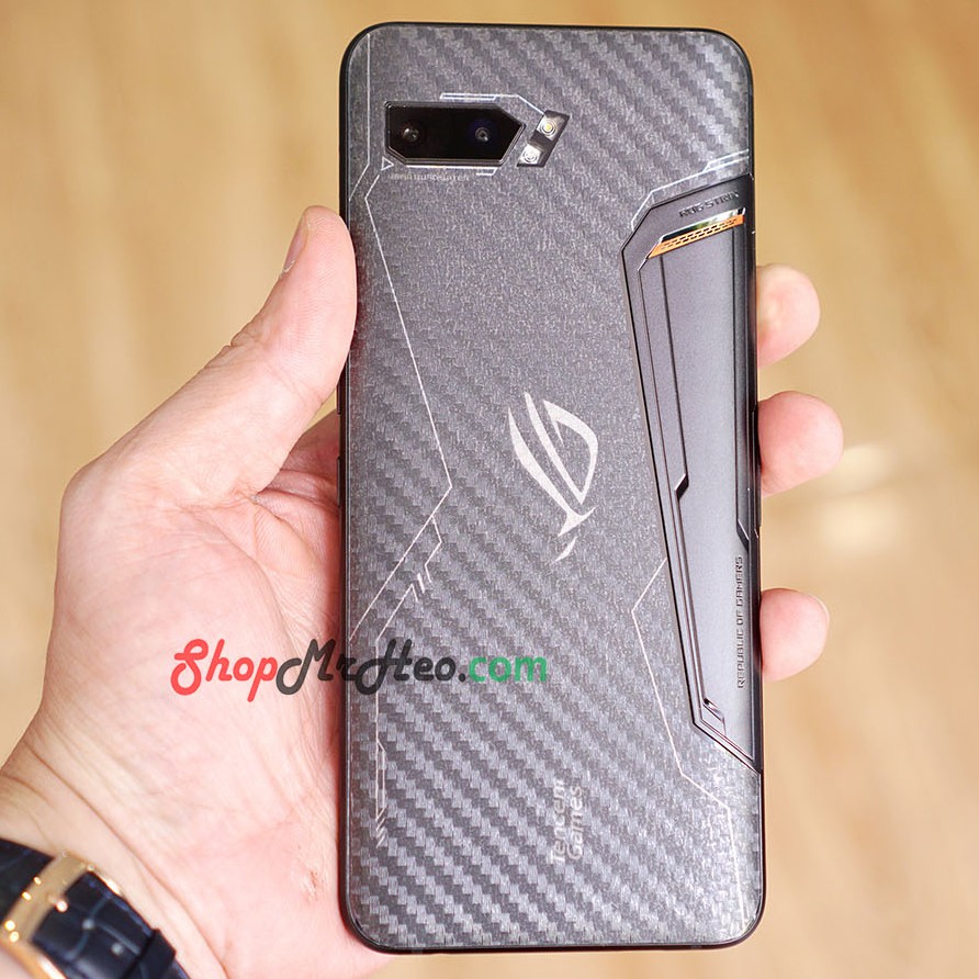 Skin Dán Mặt Sau Lưng Vân 3D ASUS ROG Phone 2 - Carbon, Hình Hộp, Nhám, Vân Da