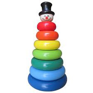 Tháp hề 7 vòng đồ chơi giáo dục cho bé bằng gỗ, giáo cụ mầm non học màu, đếm và tỉ lệ