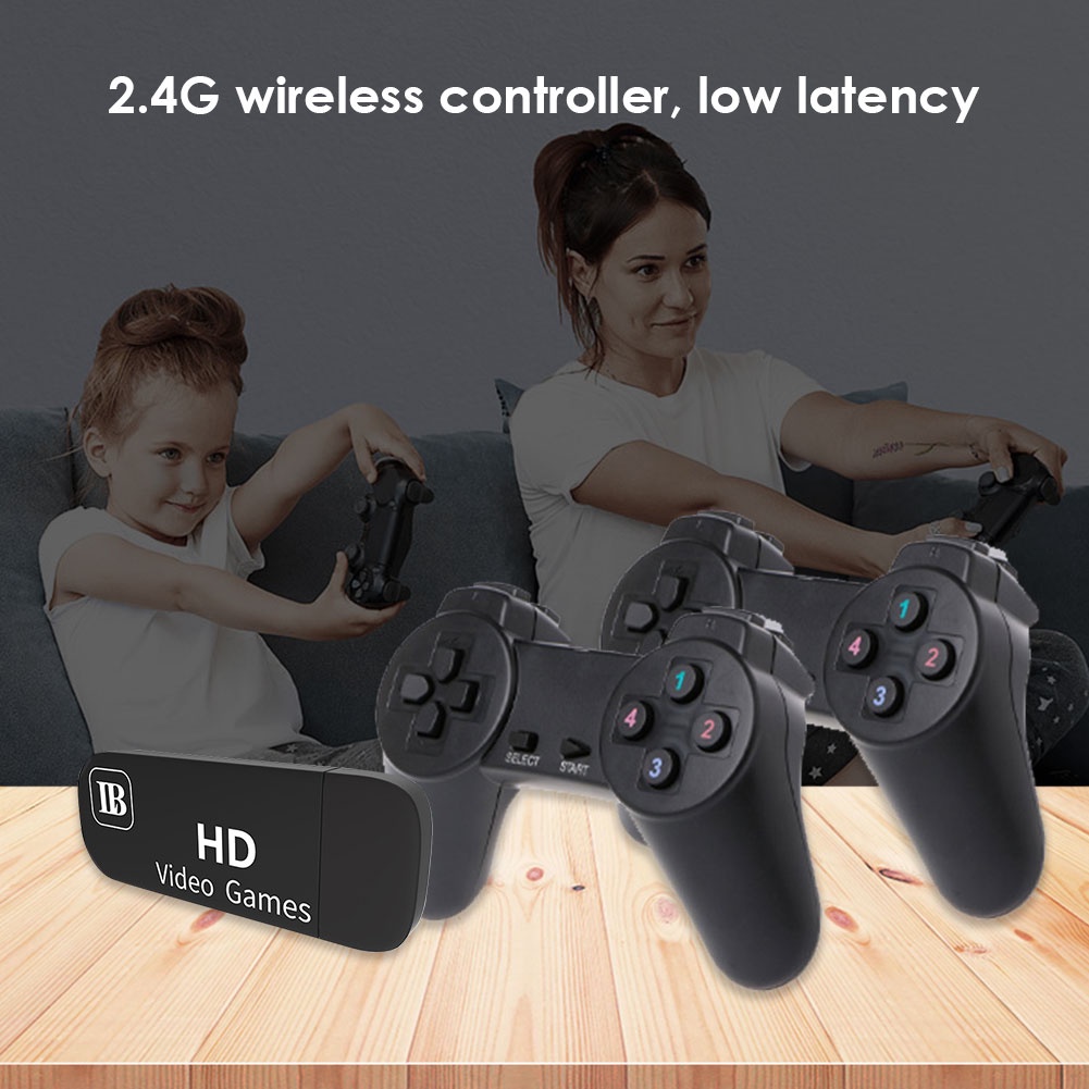 Máy chơi game điện tử 4 nút cầm tay Game Stick 4K HDMI sẵn 821 trò trơi, tay cầm không dây