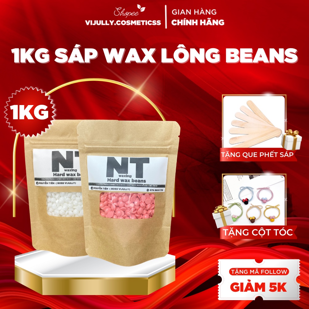 1KG sáp wax lông cao cấp nhập khẩu hard wax beans , tẩy lông nách, tay, chân, bikini, râu,...