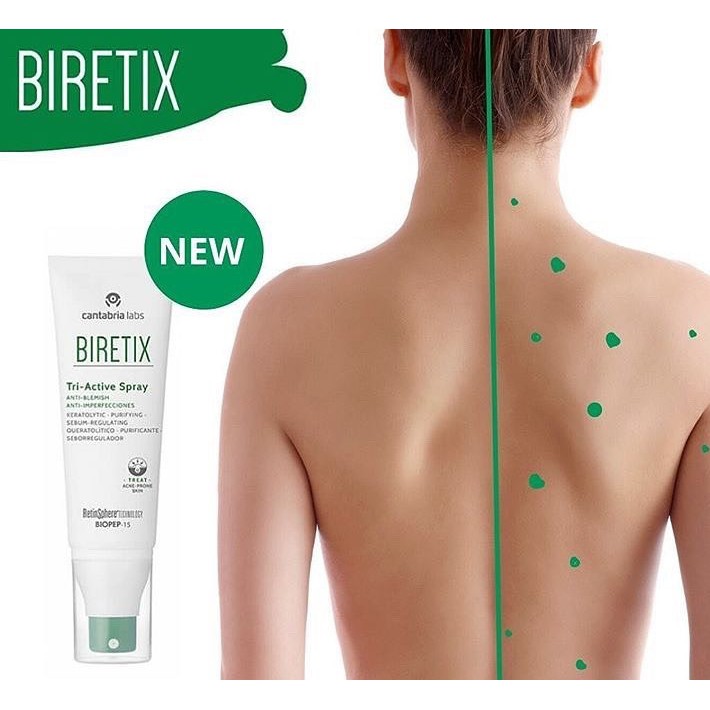Biretix Tri Active Spray Xịt ngăn ngừa và giảm mụn trên cơ thể, mụn lưng, viem nang lông 100ml