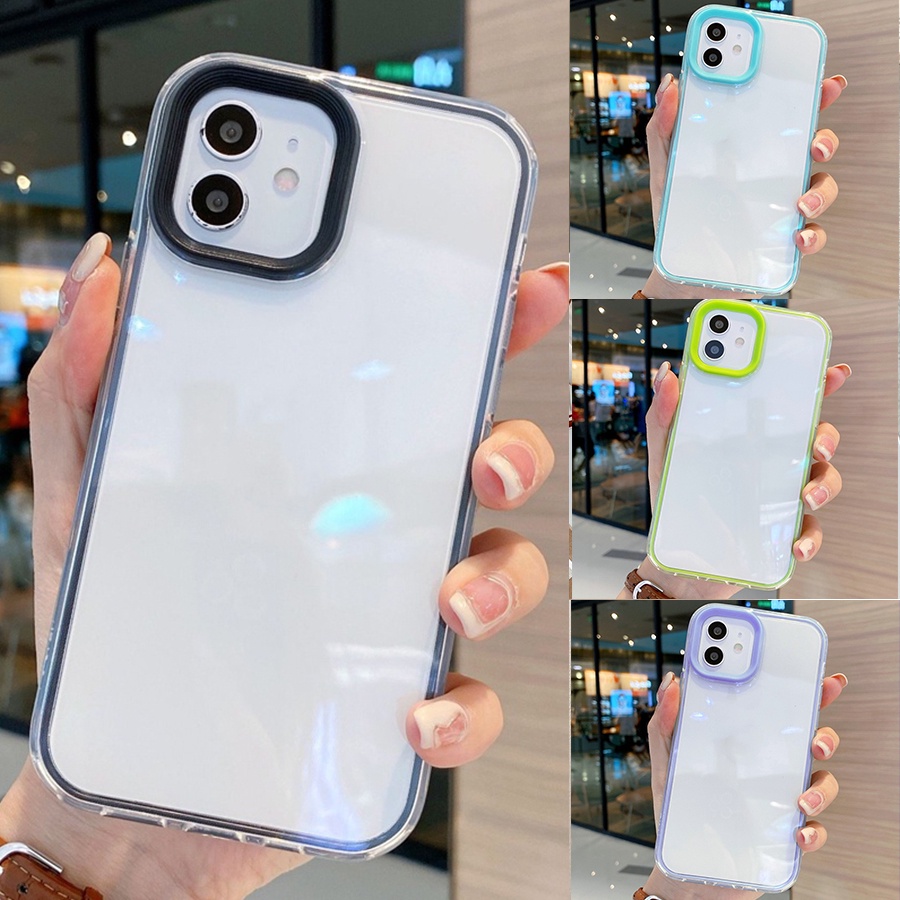 Ốp Điện Thoại PC Silicone Chống Sốc Màu Kẹo Macaron Cho iPhone 11 12 Pro Max