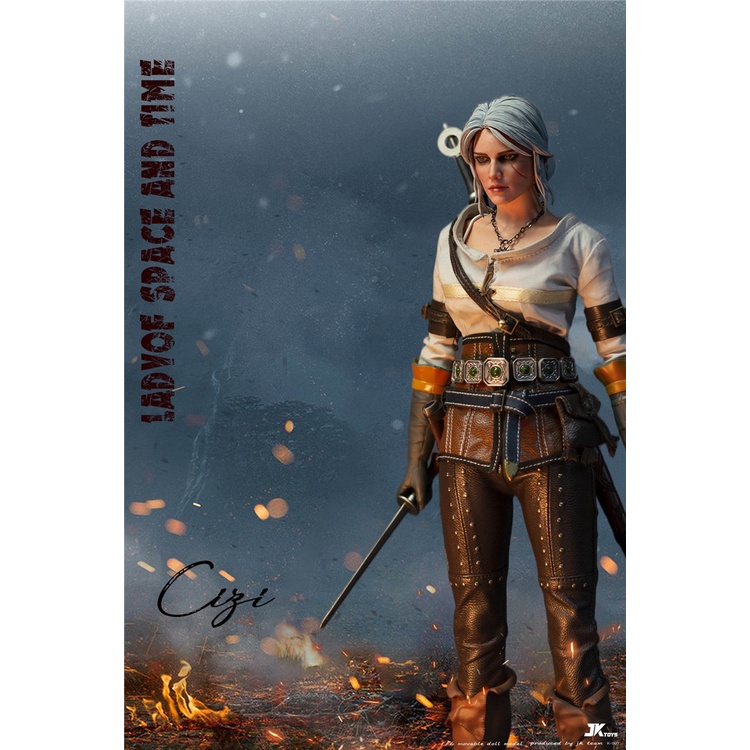 Mô hình búp bê action figure 1:6 Ciri trong The Witcher chính hãng JKTOYS