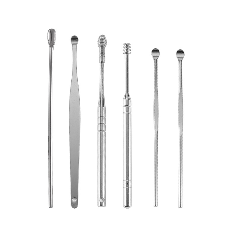 Bộ dụng cụ ngoáy tai inox 6 món Bộ lấy ráy tai thép không rỉ 6 món