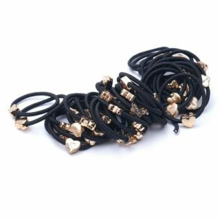 Combo 7 Chun cột tóc màu đen đính đá nhiều kiểu dáng