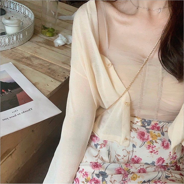 Áo cardigan len mỏng khoác ngoài dệt kim trơn Ulzzang Hàn Quốc MSP468 | WebRaoVat - webraovat.net.vn