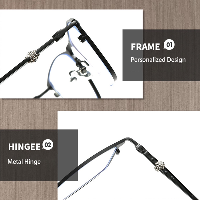 Mắt Kính Gọng Vuông Bằng Kim Loại Chống Bức Xạ Phong Cách Retro Cho Nam