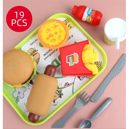 ZHAN QI TOYS Set đồ chơi thức ăn mô hình DIY mini hamburger sandwich khoai tây chiên dành cho trẻ em