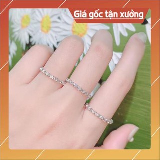 Nhẫn xoắn đính đá chuẩn bạc ta