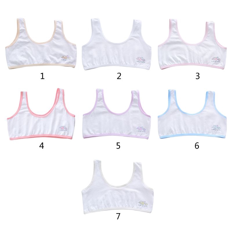 zzzone* Young Girls Cotton Underwear Bra Wide Straps Cartoon Elephant Wire Free Bralette