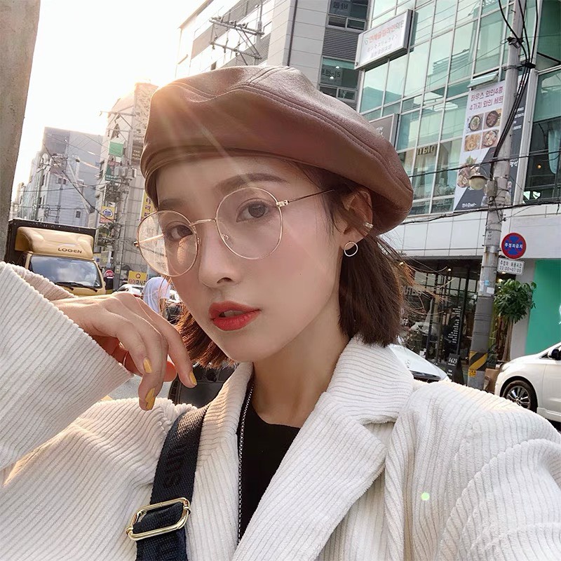Mộc® Mũ beret trơn bằng da PU thời trang nữ tính xinh xắn