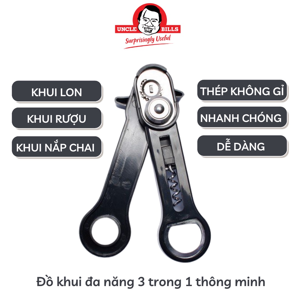 [Mã BMBAU50 giảm 7% đơn 99K] Đồ khui đa năng 3 trong 1 thông minh chất liệu nhựa cao cấp Uncle Bills KA0128