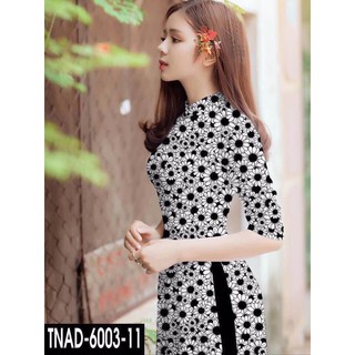Vải may áo dài in 3d hoa trên nền lụa mềm rủ mặc mát