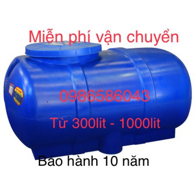 Bồn nước nhựa Đại Thành 300l-1000l nằm, bảo hành 10 năm