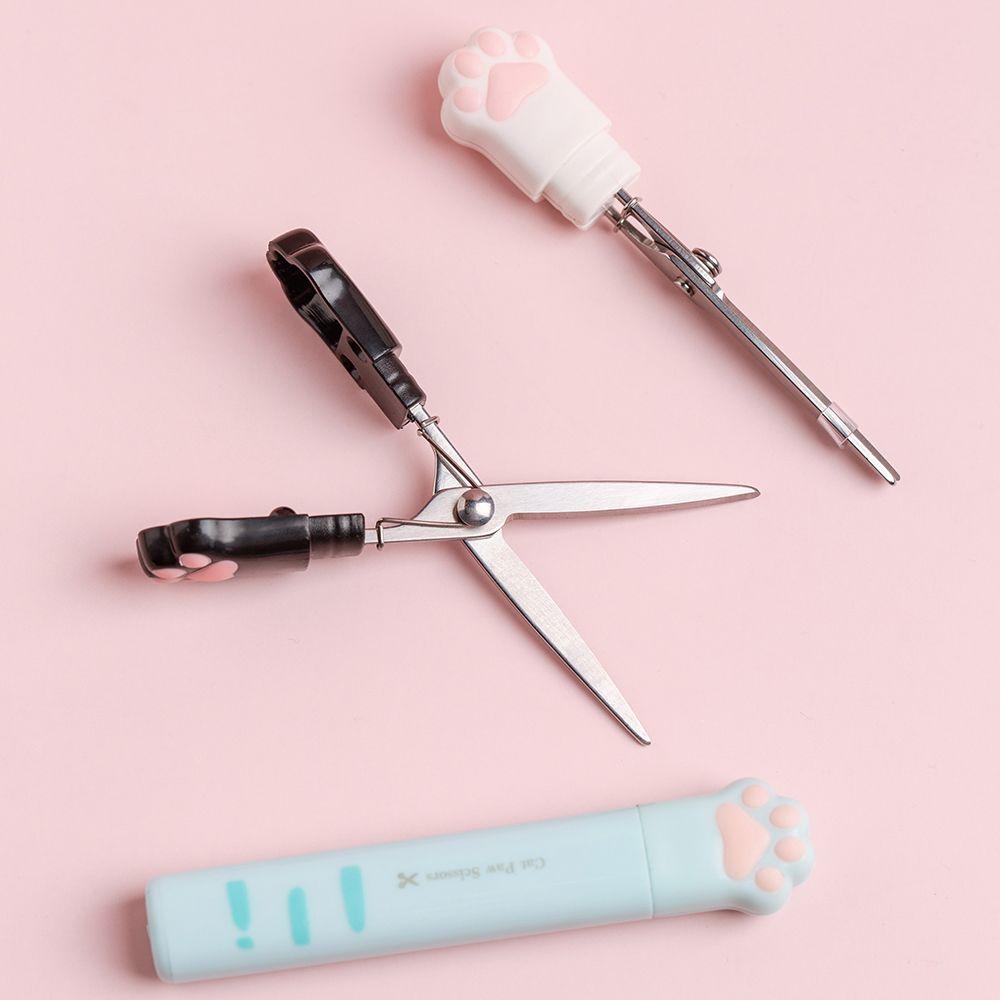 Kéo Cắt Giấy Nghệ Thuật Mini Hình Bàn Chân Mèo Bằng Thép Không Gỉ Kèm Nắp An Toàn Cho Bé