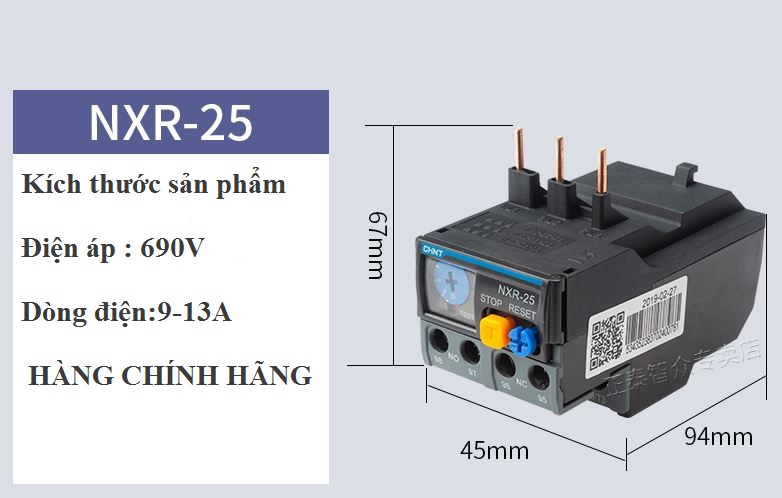 Rơle nhiệt NXR-25 CHINT 9-13A  rơ le quá tải nhiệt