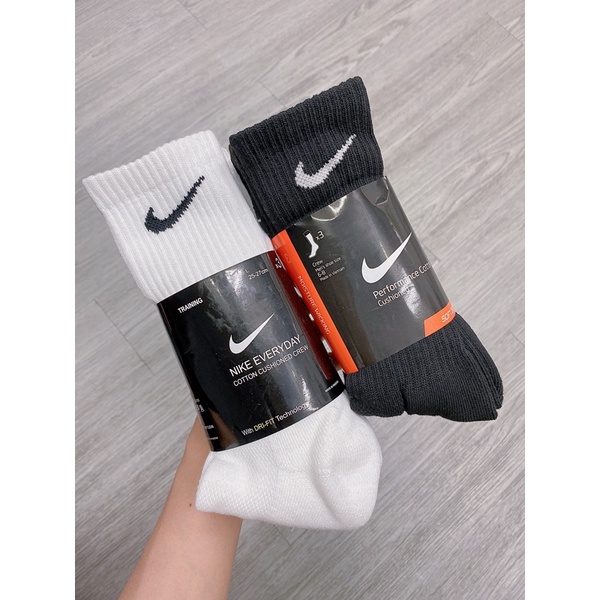 Vớ Nike real chính hãng siêu dày và êm ái cổ cao cổ lửng cổ thấp trắng đen ấm áp