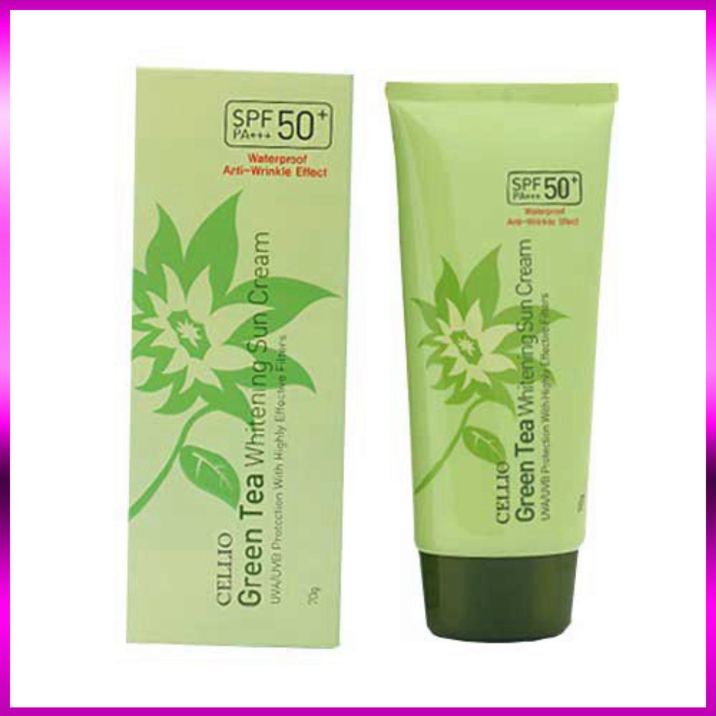 KEM CHỐNG NẮNG CELLIO GREEN TEA WHITENING SUN CREAM SPF50+ PA+++