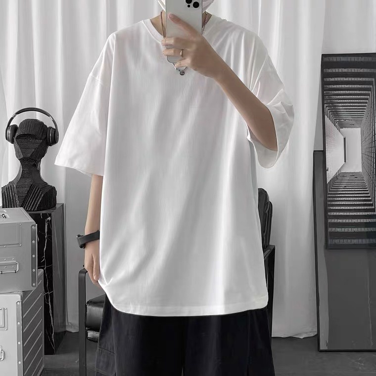 Áo thun tay lỡ unisex nam nữ đều mặc được, chất cotton mền thấm hút mồ hôi A2