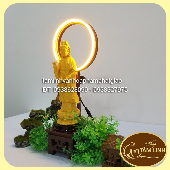 Hào Quang Led Neon Trang Trí Tượng Phật _Combo Tượng Quan Âm Bồ Tát cao 26 cm nhiều màu