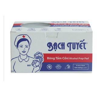 Bông tẩm cồn ( Bông bạch tuyết) hộp 100 miếng