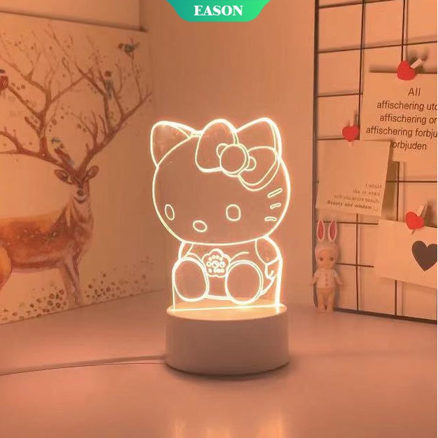 Đèn Ngủ Silicon Hình Mèo Hello Kitty Dễ Thương Dùng Làm Quà Tặng Cho Bé Gái/Bé Gái (Ánh Sáng Ba Màu)