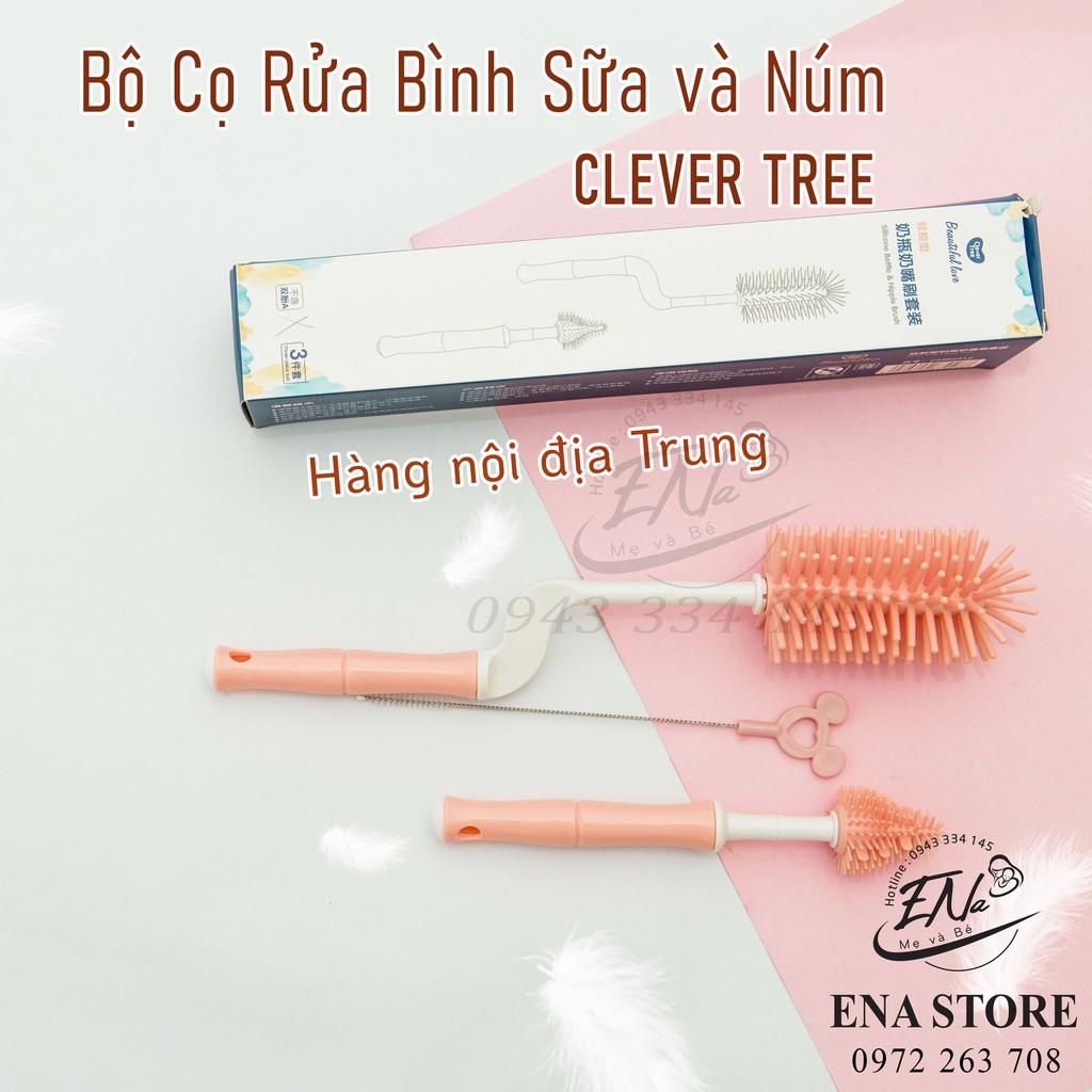Bộ Cọ Silicon Rửa Bình Sữa, Núm Xoay 360 độ