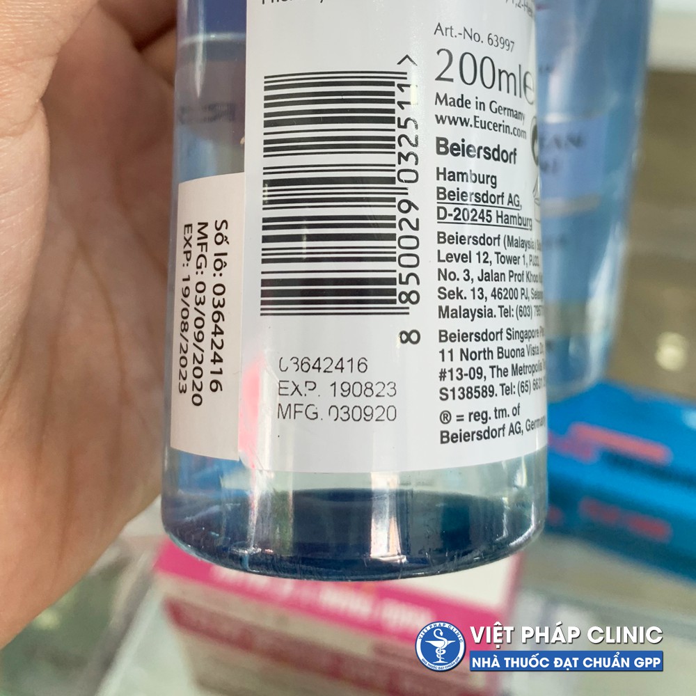 Nước Tẩy Trang Cho Da Nhạy Cảm 3in1 Eucerin DermatoClean Micellar [HYALURON]