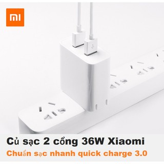Cốc sạc nhanh 2 USB Xiaomi  36W Chính Hãng