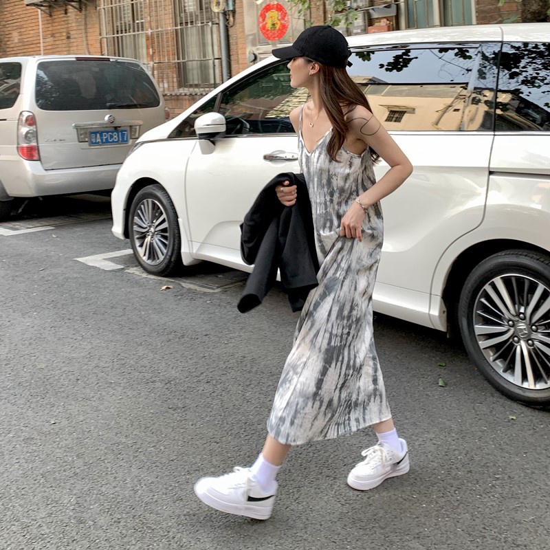 Đầm Maxi Sát Nách Dáng Rộng Màu Nhuộm Thời Trang Mùa Hè Cho Nữ