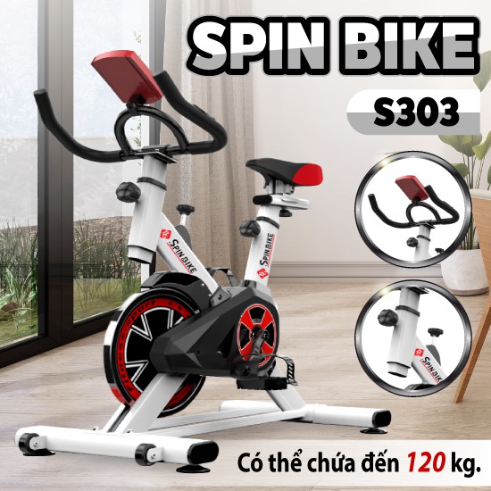 GYM19 Mẫu S-303 WHITE Xe đạp tập thể dục thể thao Spining bike mới 2021