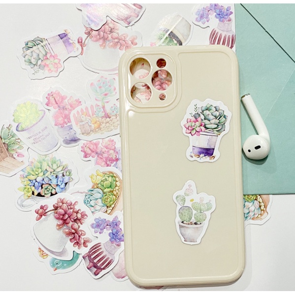 KimiTape Sticker hộp 45 hình dán sen đá trang trí Bullet Journal