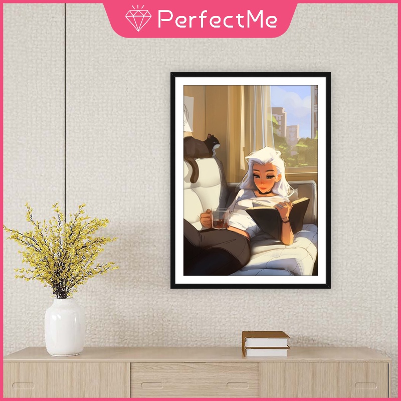 Bộ tranh đính đá 5D họa tiết cô gái xinh đẹp độc đáo kích thước 30x40cm DIY dùng trang trí nhà cửa