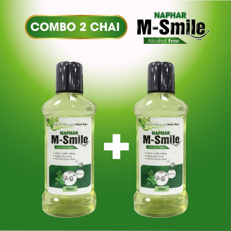 Combo 2 chai nước súc miệng M-Smile ngừa hôi miệng, sâu răng, viêm lợi - MSmile giúp răng chắc khỏe