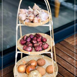 Mẹt tre tầng đựng đồ ăn, trang trí decor