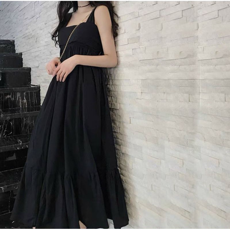 ĐẦM MIDI 2S ĐEN THẮT NƠ LƯNG ĐUÔI CÁ✨