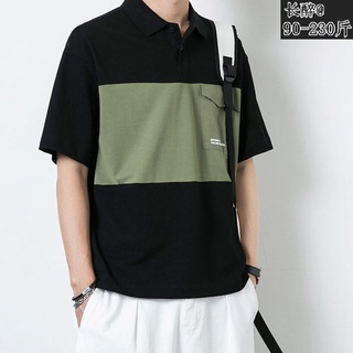 Áo thun nam size lớn lelaki saiz besarcollar株式会社áo thun polo dáng rộng phối túi thời trang mùa hè nhật bản mới 2022