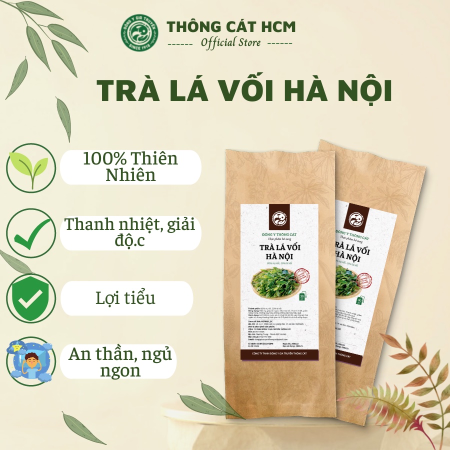 Trà túi lọc Lá Vối Hà Nội THÔNG CÁT HCM Trà thảo dược lá vối sấy khô thanh nhiệt, lợi tiểu, đào thải độc tố