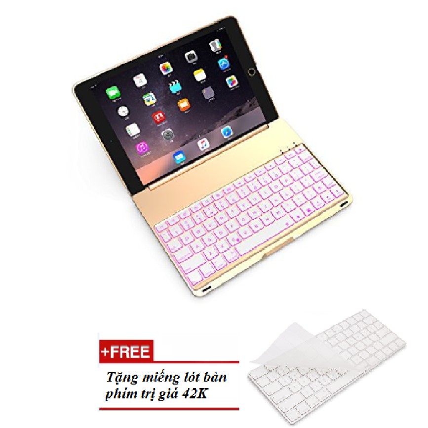 Bao da kiêm bàn phím bluetooth iPad 2017 (9.7&quot;), iPad Pro 9.7, iPad Air 1,iPad Air 2 (Rose Gold) tặng miếng lót bàn phím
