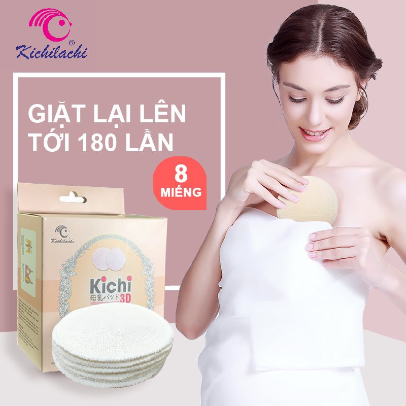 Miếng Lót Thấm Sữa Giặt Được Kichilachi Bằng Vải, Miếng Dán Thấm Sữa Siêu Thấm Hút