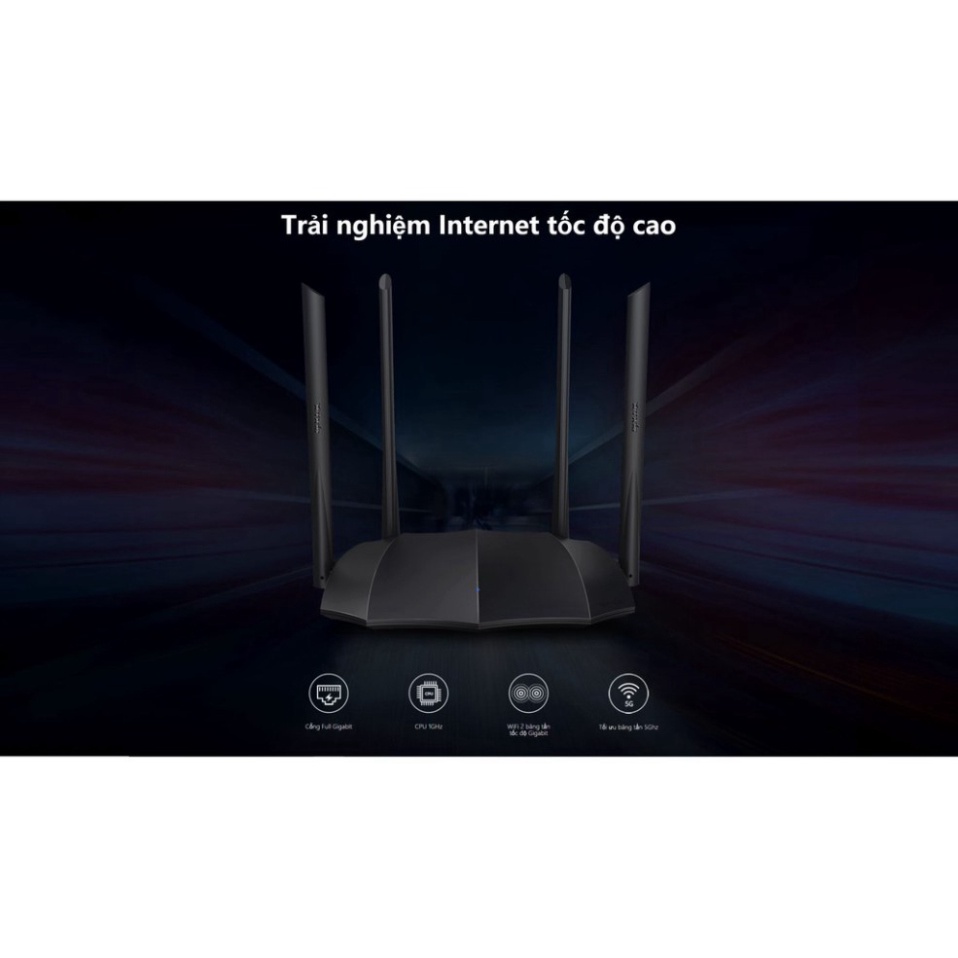 Bộ phát wifi băng tần kép Tenda AC8 AC1200 - 4 Cổng LAN Gigabyte 1000mbps, Wifi 2 băng tần, 4 Ăng ten phủ sóng rộng