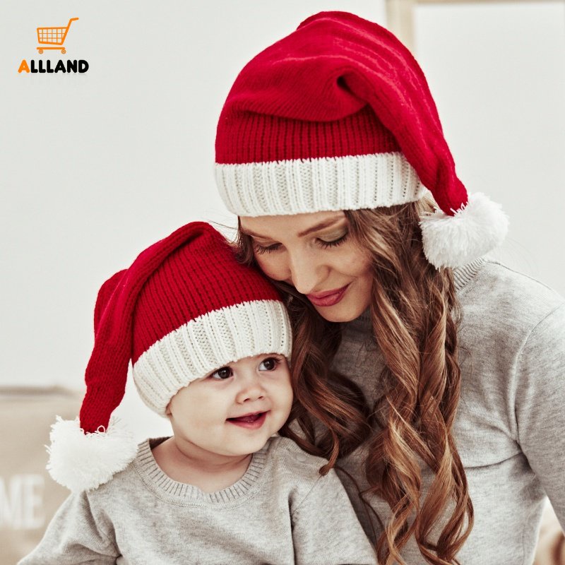 Mũ beanie Giáng Sinh Đính Bóng Lông Mềm Mại Cho Người Lớn / Trẻ Em