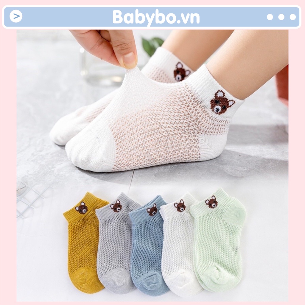 Set 5 đôi tất lưới điều hòa hình gấu cho bé từ 0-7 tuổi