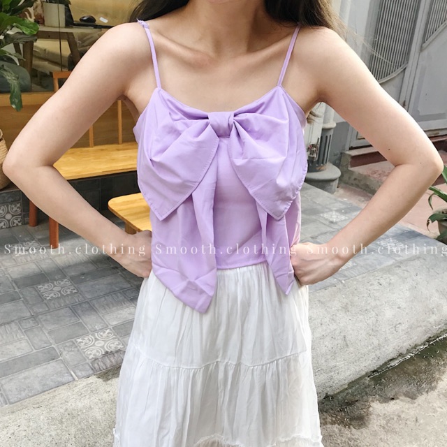 Áo 2 dây nơ lụa